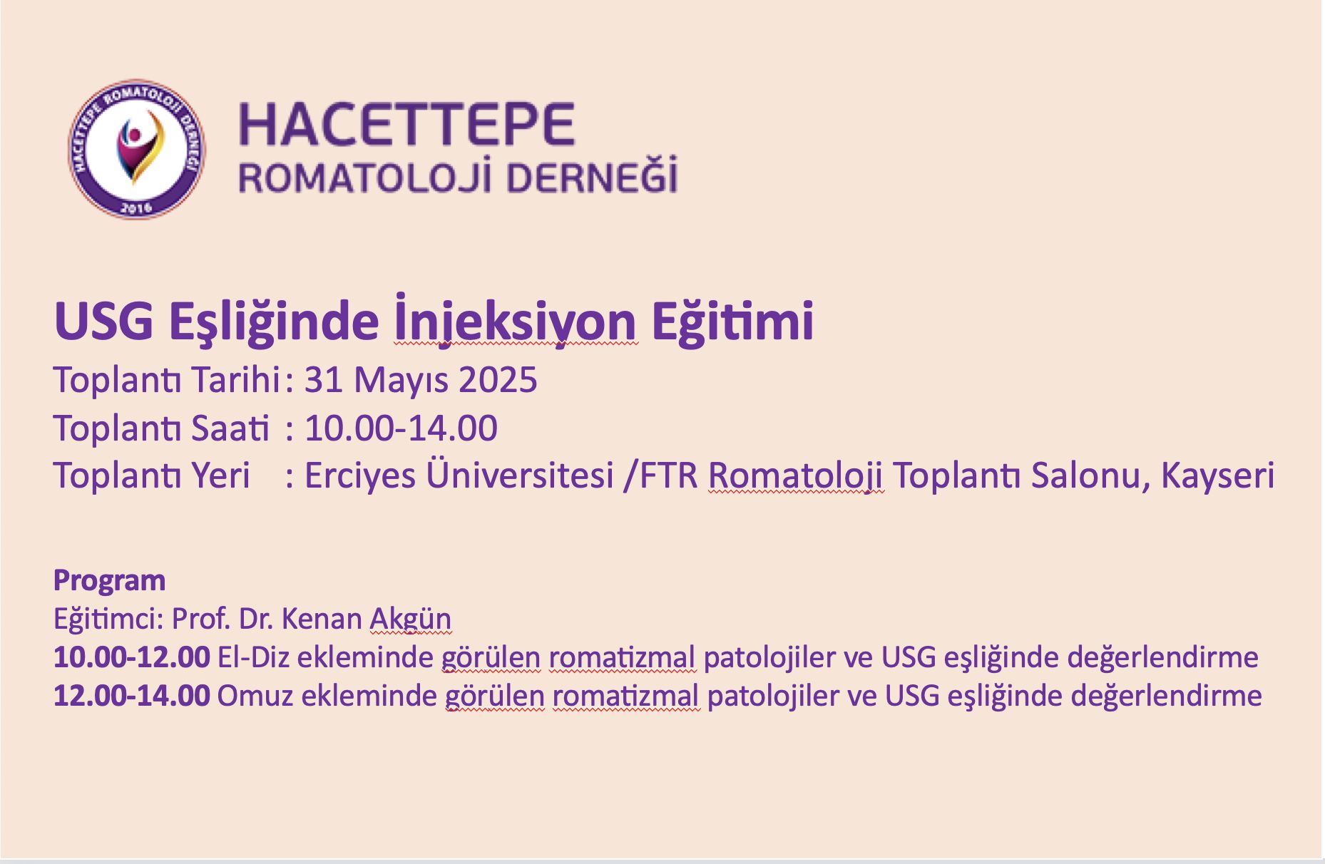 USG Eşliğinde İnjeksiyon Eğitimi
